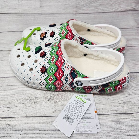 NWT Crocs Men's Classic Lined Holiday Charm Clog Size 13 - Picture 6 of 10